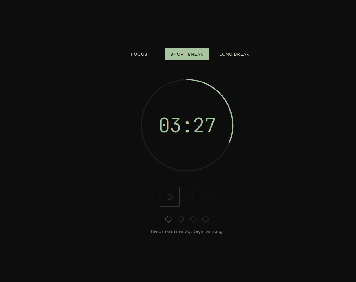 KodaPomo main screen with the focus timer